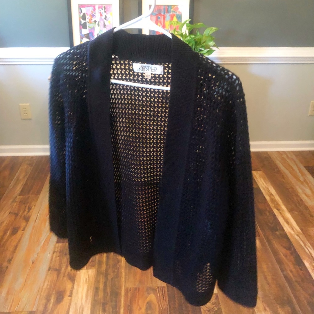 Black large Kasper cardigan- circle holes design